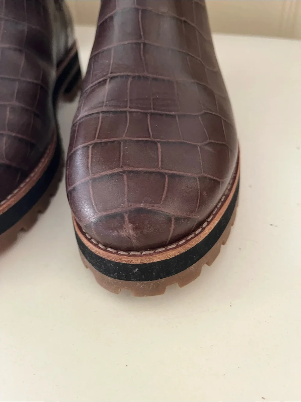 Madewell Brown Croc-Embossed Chukka Boots